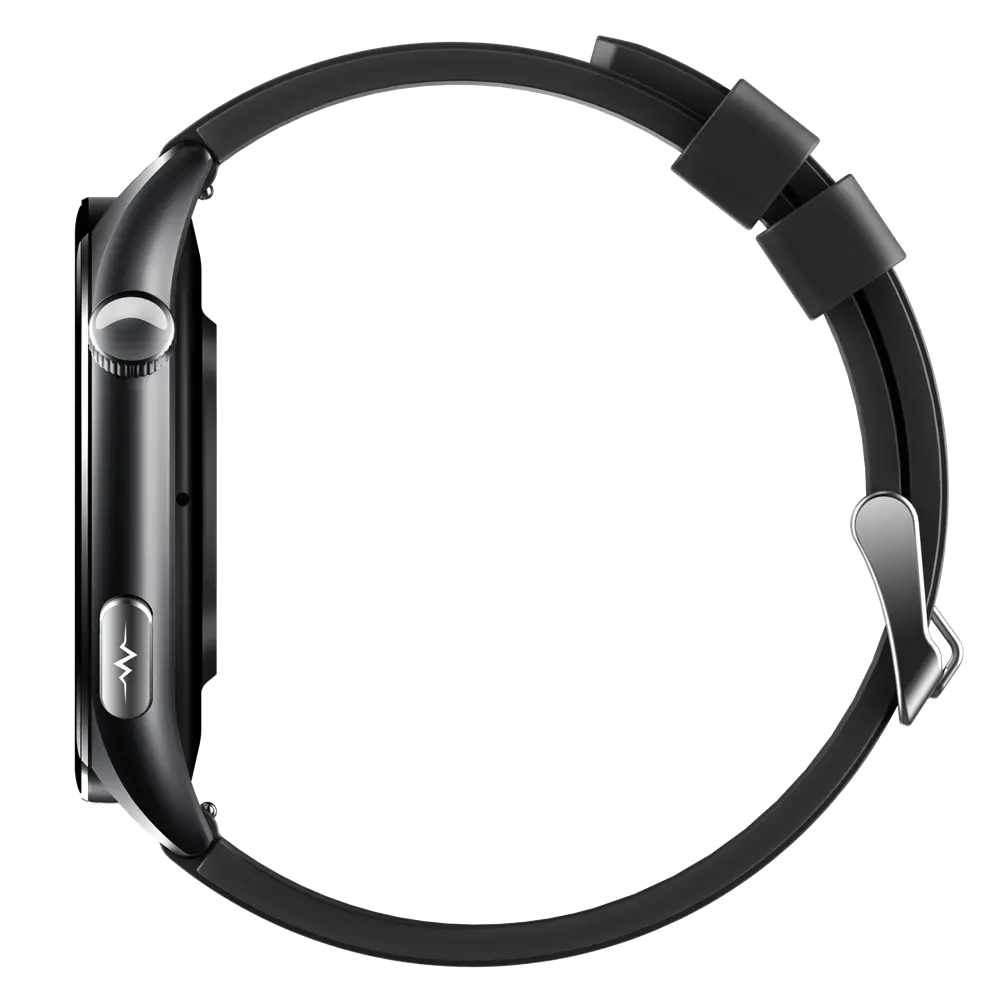 Schwarze Smartwatch mit Gesundheitsfunktionen und SOS-Taste, ideal für Blutdruck- und Herzfrequenz-Monitoring