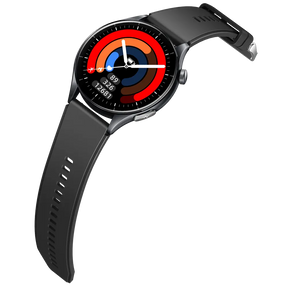Schwarze Smartwatch mit Gesundheitsmonitoring für Herzfrequenz, Schritte und Schlaf – ideal für Fitness & Gesundheit