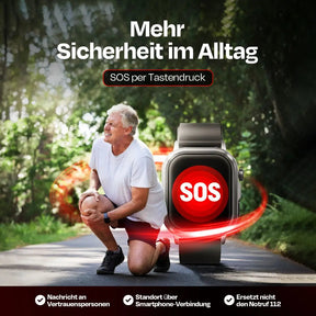 SOS-Smartwatch mit Notruf-Funktion für mehr Sicherheit im Alltag – Blutdruck & Herzfrequenz überwachen