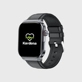 Kardena Gesundheitsuhr mit Herzfrequenz- und Blutdruckmessung, schwarzem Armband und klarem Display