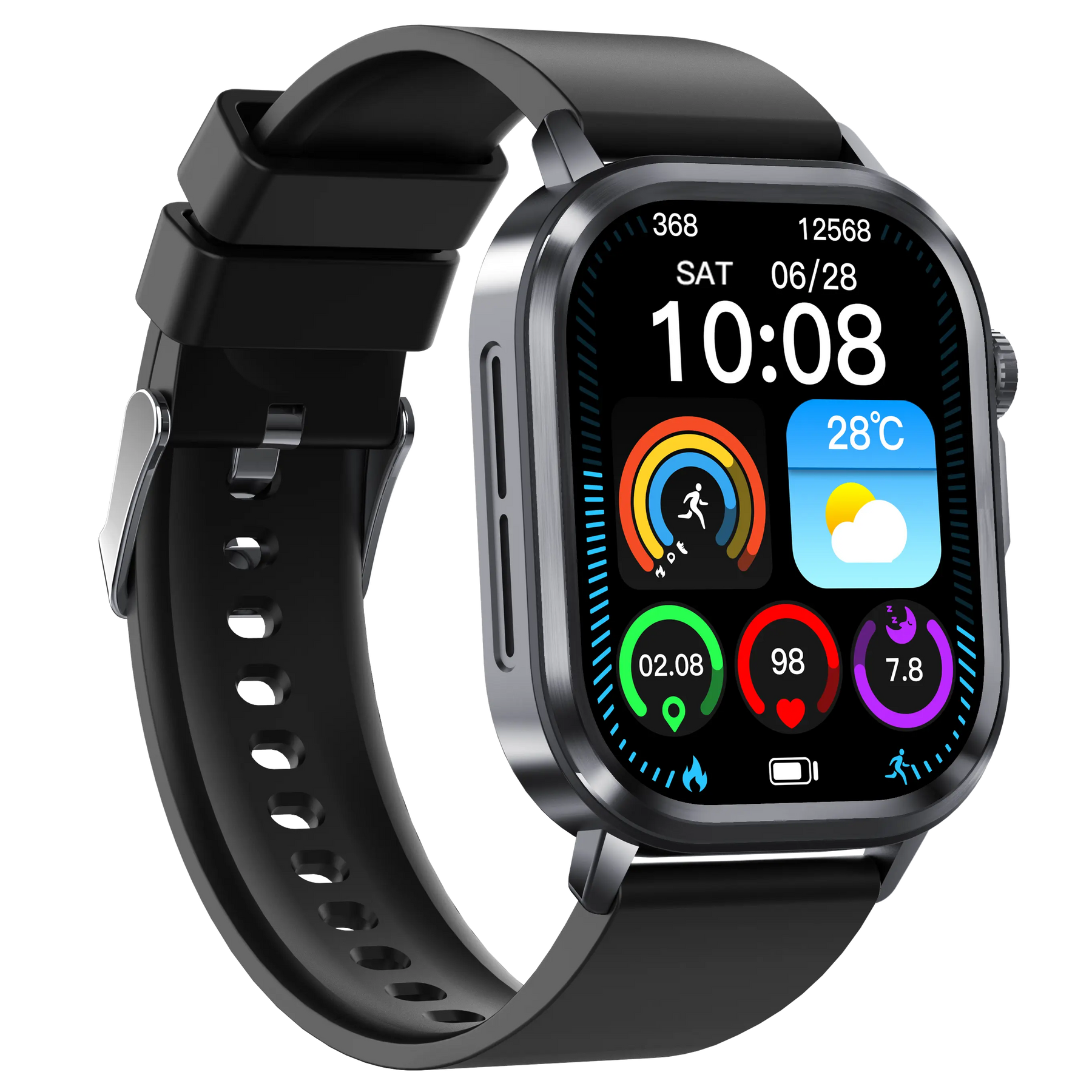 Smartwatch mit Gesundheitsmonitoring: Herzfrequenz, Schlaf, Schritte & Wetteranzeige auf Farbdisplay