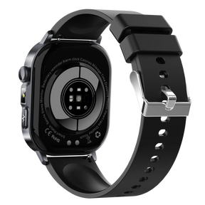 Schwarze Smartwatch mit Herzfrequenz- und Schlafmonitor, Gesundheitsuhr mit Touch-Display und Silikonarmband