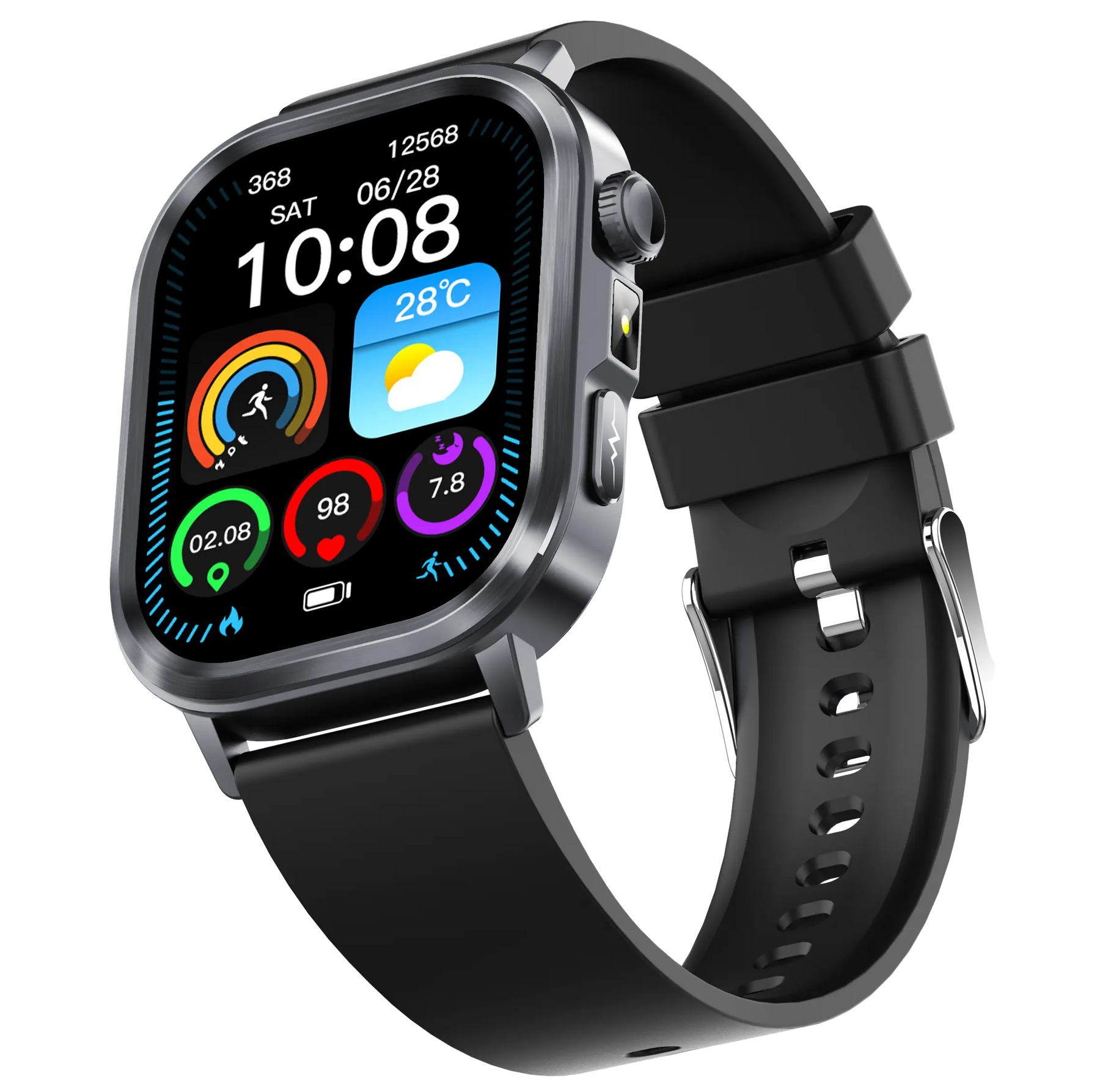 Smartwatch mit Gesundheitsmonitoring: Herzfrequenz, Schlaf, Schritte & Wetteranzeige auf Farbdisplay