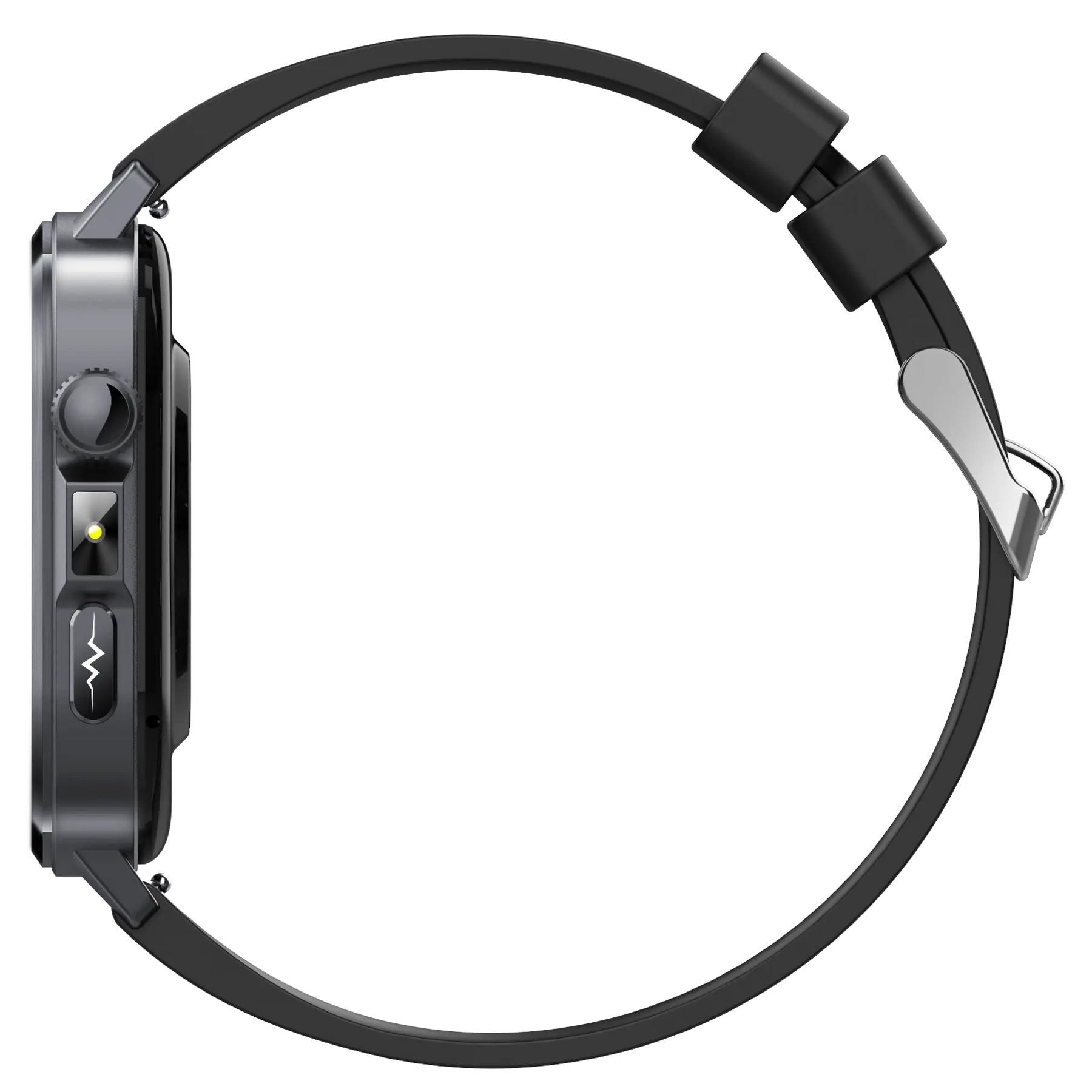 Smartwatch mit Herzfrequenz-Sensor und Gesundheitsmonitoring, schwarzem Armband und seitlichem SOS-Button
