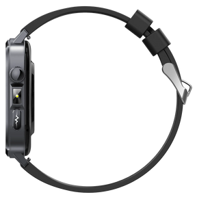 Smartwatch mit Herzfrequenz-Sensor und Gesundheitsmonitoring, schwarzem Armband und seitlichem SOS-Button