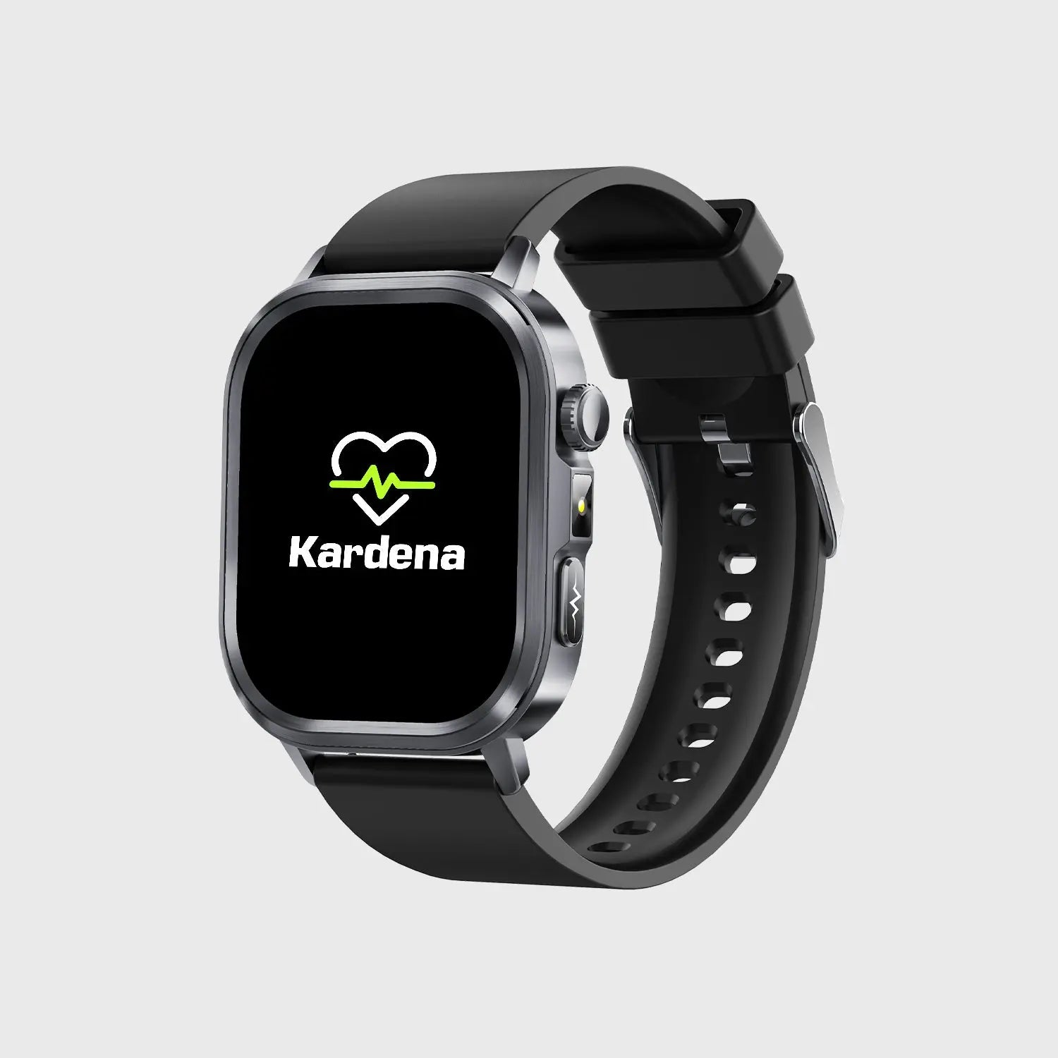 Kardena Gesundheitsuhr mit Herzfrequenz- und Schlafmonitoring, schwarzem Armband und klarem Display
