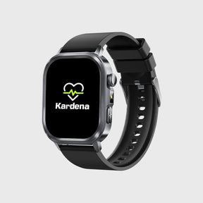 Kardena Gesundheitsuhr mit Herzfrequenz- und Schlafmonitoring, schwarzem Armband und klarem Display