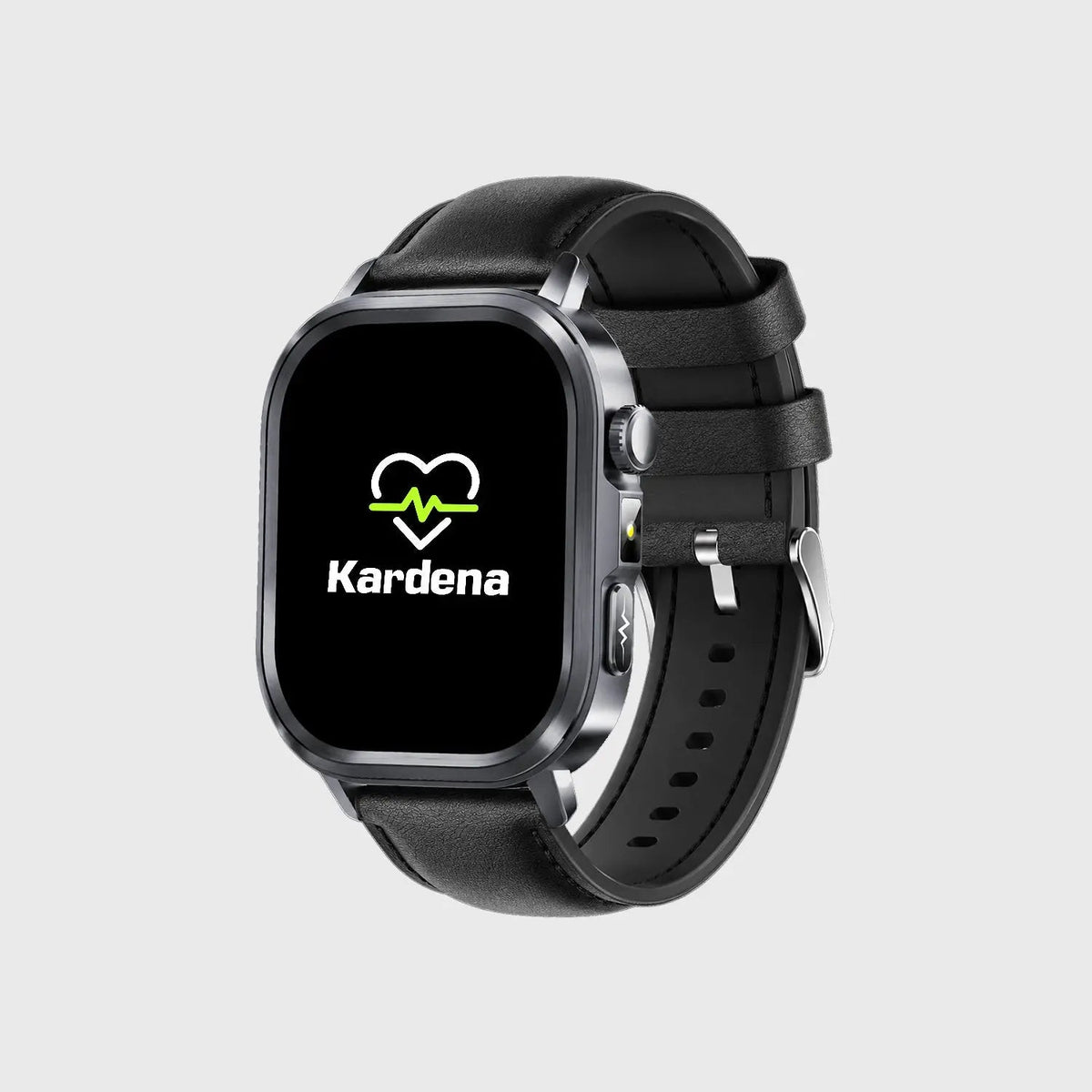 Kardena Gesundheitsuhr mit Herzfrequenz- und Schlafmonitoring, schwarzem Lederarmband