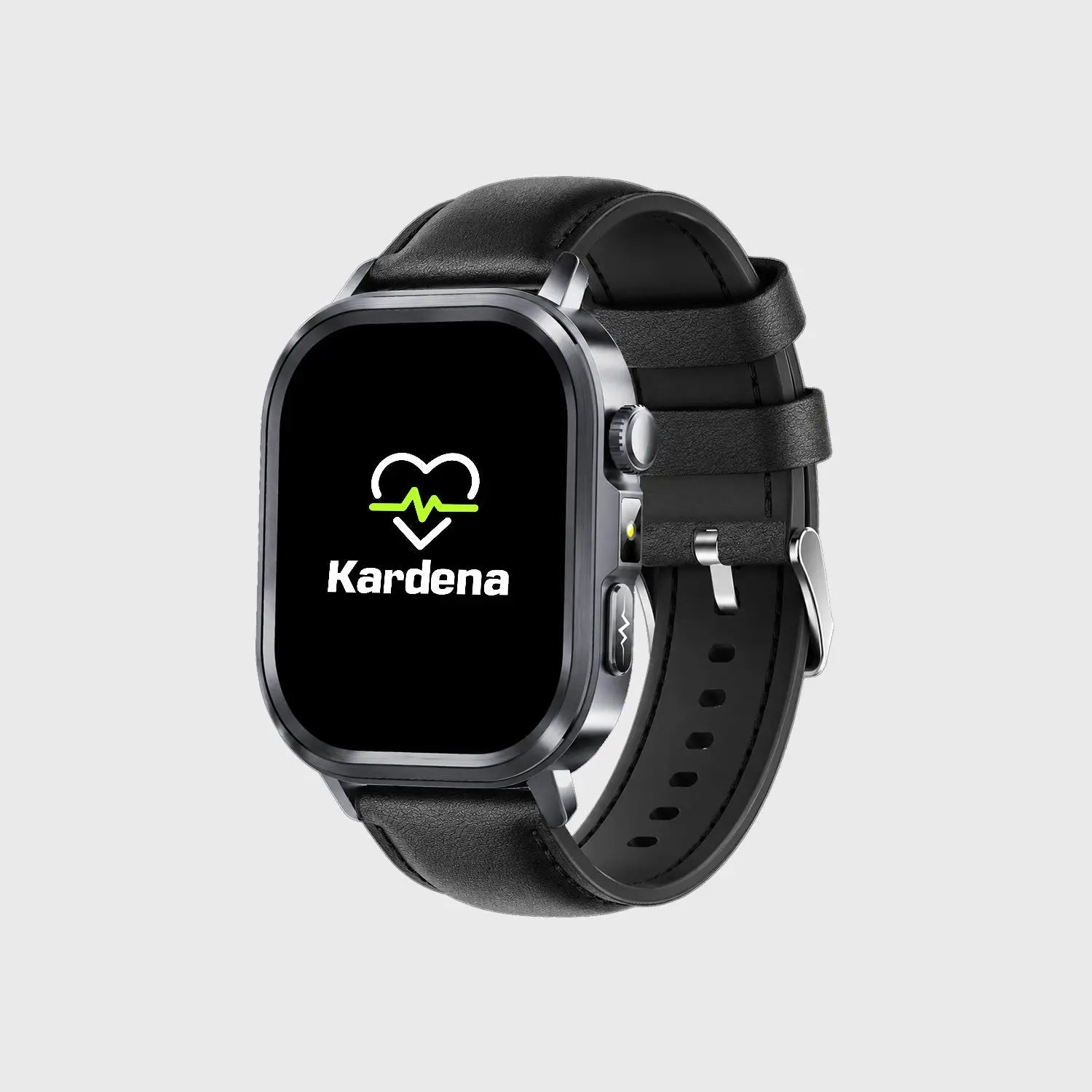 Kardena Gesundheitsuhr mit Herzfrequenz- und Schlafmonitoring, schwarzem Lederarmband
